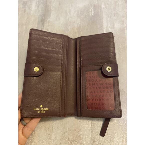 Kate Spade New York Wallet Womens Burgundy Saffiano Continental Zip Pocket - Picture 6 of 13